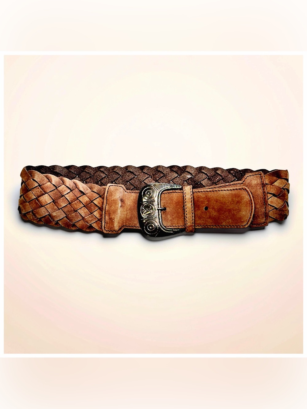 Vera Pelle Italian Braided Leather Belt | Brown | Woven | Genuine Leather